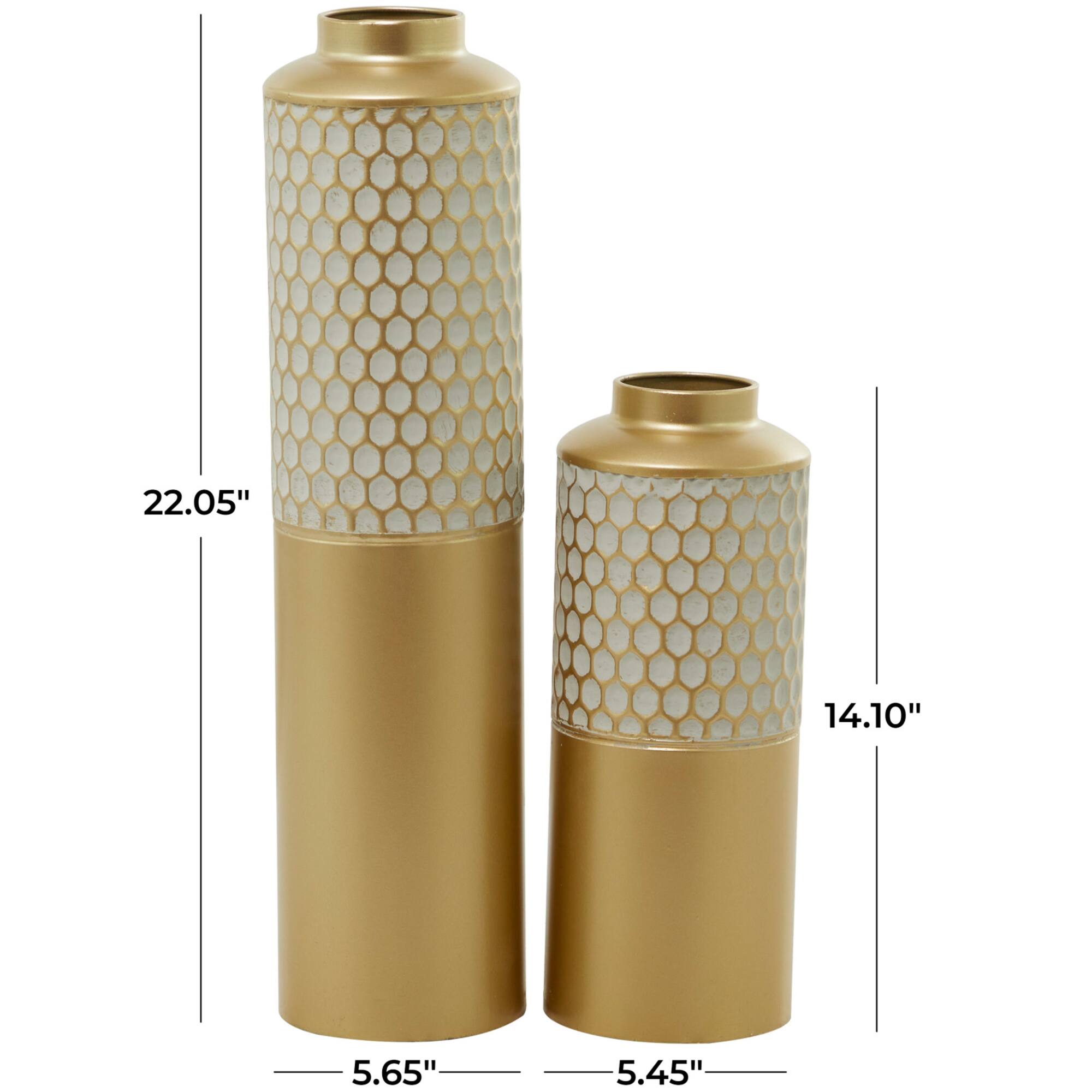 Light Grey Metal Glam Vase, Set of 2